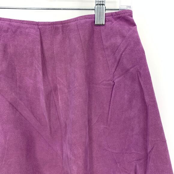 Vintage Faux Suede Leather Skirt Womens Size 4 Purple Above Knee A-Line Soft - Picture 5 of 7